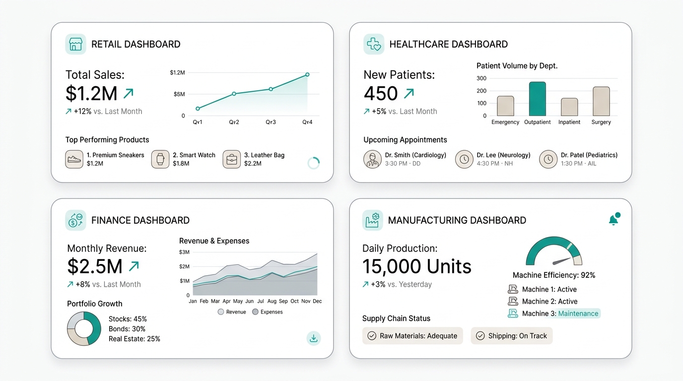 Ejemplos de dashboards por industria